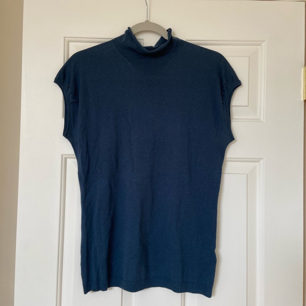 Banana Republic Cotton Silk Viscose Wool Cashmere Cap Sleeve Knit Blouse Medium